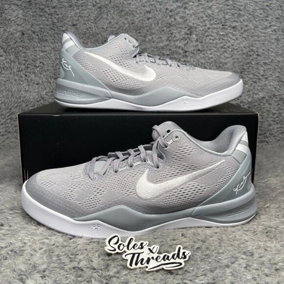 Nike Kobe 8 (GS) Wolf Grey White Size 5.5Y = 7 Women's Basketball FN0266-003 - Picture 1 of 9